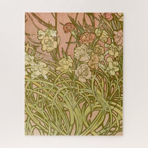 Puzzle Art Nouveau Alfonse Mucha Floral carnation flowers