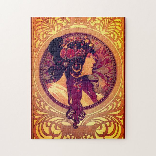 Puzzle Art nouveau Alphonse Mucha Donna élégante femme (Vertical)
