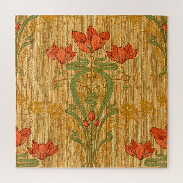 Puzzle Art nouveau élégant fleurs de pavot floral victori (Vertical)