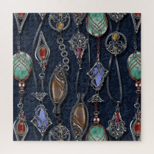 Puzzle Art Nouveau Floral : Denim Elegance.