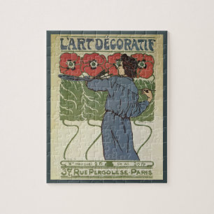 Puzzle Art Nouveau vintage, Artiste peignant des fleurs d