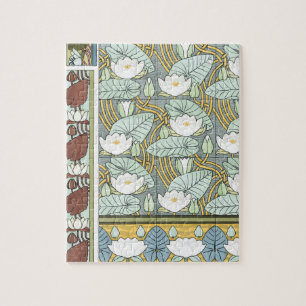 Puzzle Art Nouveau vintage, Fleurs Jardins Nénuphars