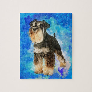 Puzzle Art numérique d'aquarelle de Schnauzer miniature