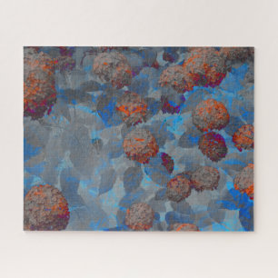 Puzzle Art numérique motif de fleurs de couleur orange bl