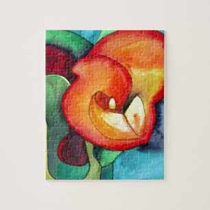 Puzzle Art original d'aquarelle de Canna de fleur orange