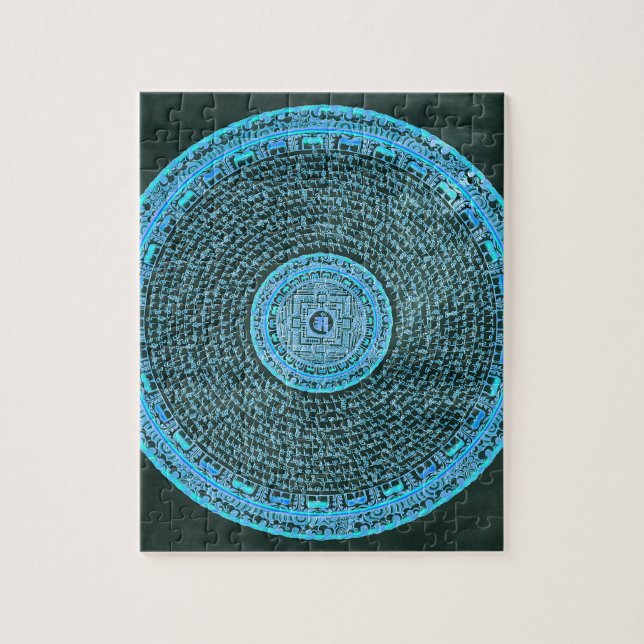 Puzzle Art tibétain de mandala du feu bleu (turquoise et (Vertical)