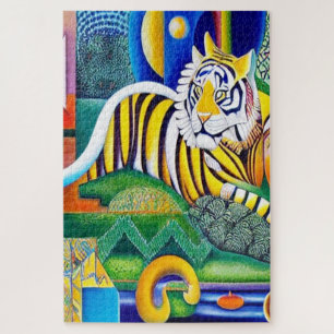 Puzzle Art Tigre Contemporain - Décor Oeil