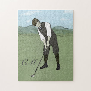 Puzzle Art vintage décoré d'un monogramme de golf de
