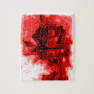 Puzzle Art vintage Rose rouge