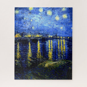 Puzzle Art vintage Van Gogh, Nuit étoilée sur Rhône