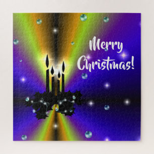 Puzzle Artdeco de Noël sur Arc-en-ciel jaune violet