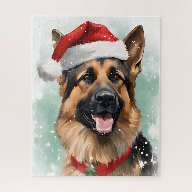 Puzzle Artiste peint de Noël berger allemand (Vertical)