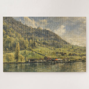 Puzzle artistique de chalet alpin suisse du lac de