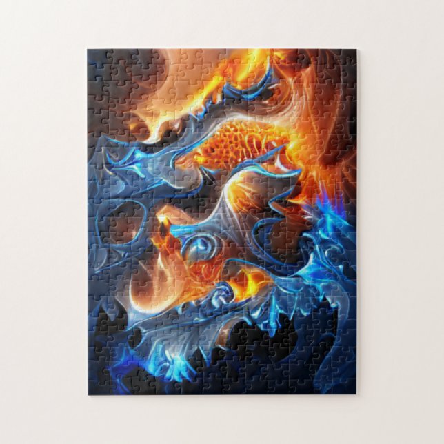 Puzzle Artwork fractale de la spirale glaciaire et du feu (Vertical)