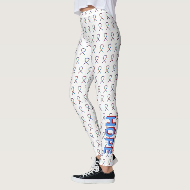 Puzzle ASD Autism Awareness Ribbon Custom Leggings (Left)