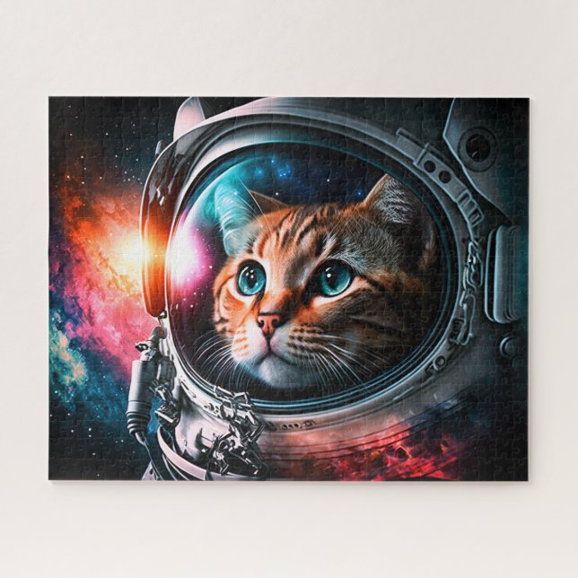 Puzzle Astronaut de chat spatial drôle Kitty Galaxy Unive (Horizontal)