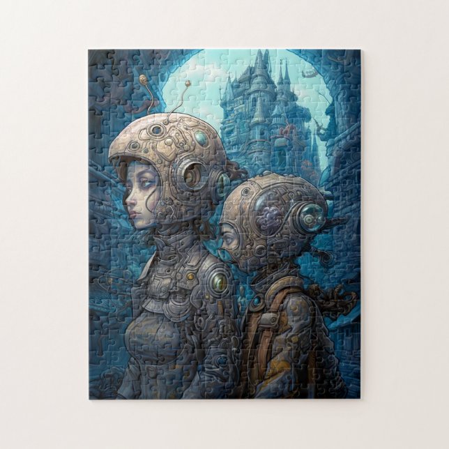 Puzzle Astronaut Girls Surreal Science Fiction (Vertical)