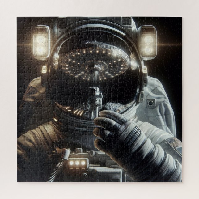 Puzzle Astronaute avec réflexion d'OVNI (Vertical)