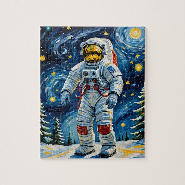 Puzzle Astronaute en forêt d'hiver (Vertical)