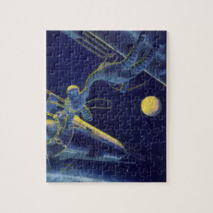 Puzzle Astronautes de la science-fiction vintage dans l'e