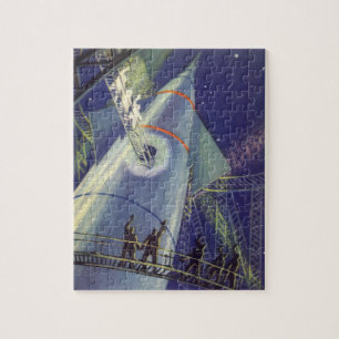 Puzzle Astronautes de la science-fiction vintage sur un v