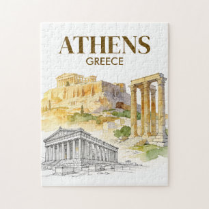 Puzzle Athènes Grèce Acropole Croquis Aquarelle Voyage