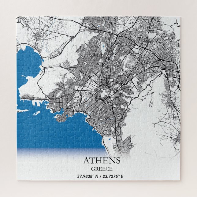 Puzzle Athènes Grèce City Plan Voyage Simple Minimal (Vertical)
