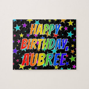 Puzzle "AUBREE" Prénom, Amusant "HEUREUX ANNIVERSAIRE"