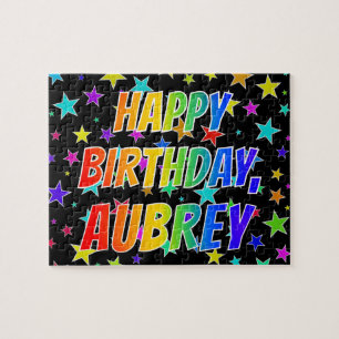 Puzzle "AUBREY" Prénom, Amusant "HEUREUX ANNIVERSAIRE"