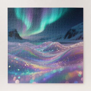 Puzzle Aurore Boréale Vagues Étincelantes Fantaisie