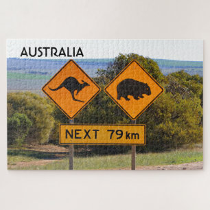 Puzzle Australia: Kangaroo and wombat road signs