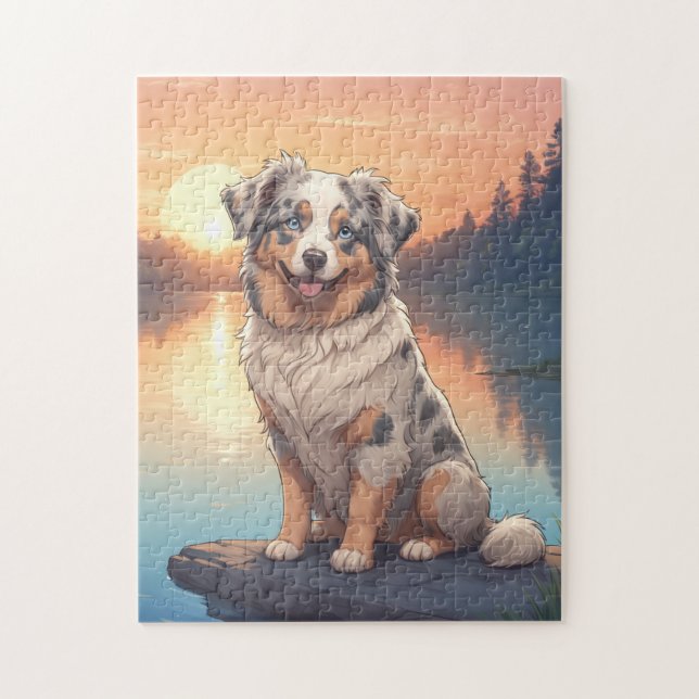 Puzzle Australian Shepherd dog (Vertical)