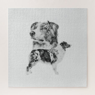 Puzzle Australian Shepherd dog - Dessin de crayon austral