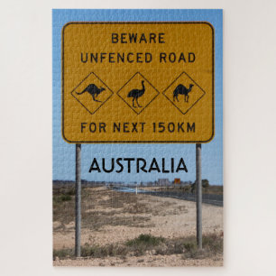 Puzzle Australie : Attention au panneau routier non clôtu