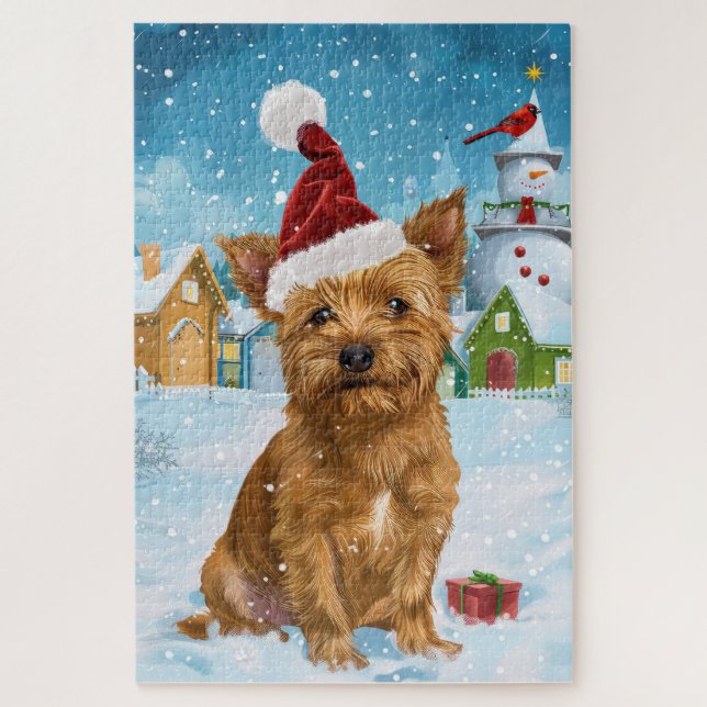 Puzzle Australie Terrier Winter Wonderland Noël (Vertical)