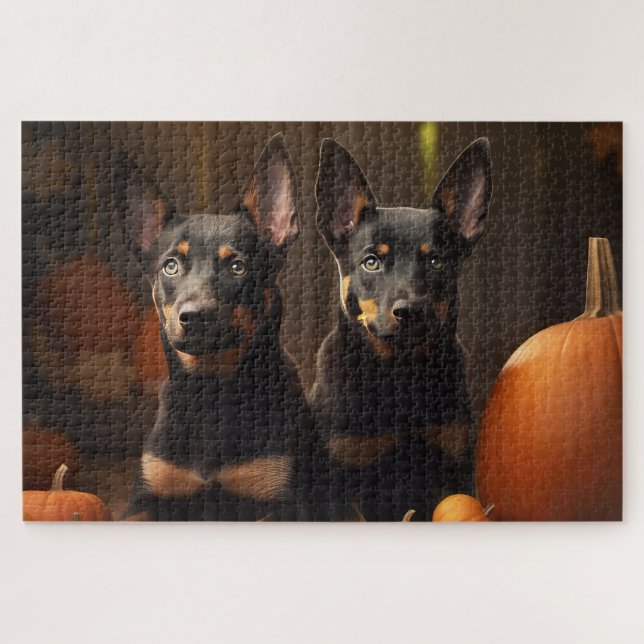 Puzzle Australien Kelpie Puppy Citrouille de plaisir d'au (Horizontal)