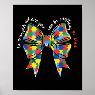 Puzzle Autism Ribbon Coquette Bow Be Kind Autism M Poster