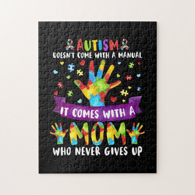 Puzzle Autisme Maman ne vient pas avec une femme manuelle (Vertical)