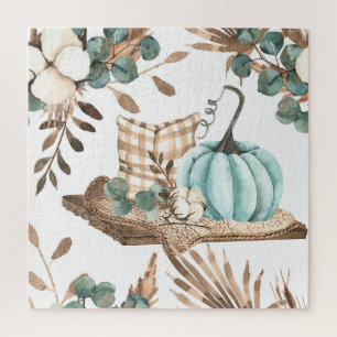 Puzzle Automne aquarelle : Motif Citrouille coloré