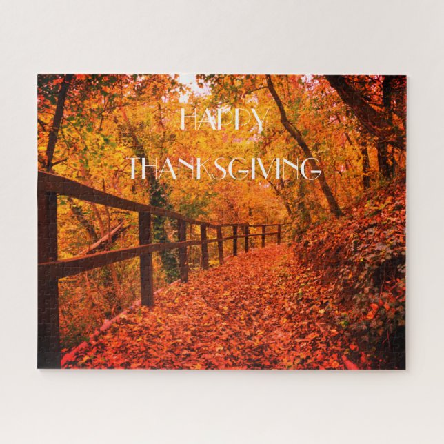 Puzzle Automne Automne Moderne Thanksgiving Feuille Orang (Horizontal)
