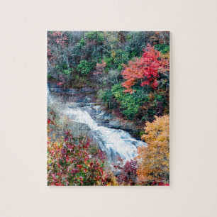 Puzzle automne saison matin sur la route bleue