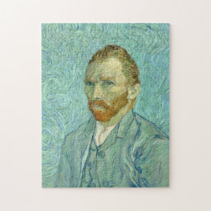 Puzzle Autoportrait de Vincent Van Gogh sur fond bleu