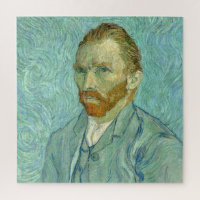 Autoportrait de Vincent Van Gogh sur fond bleu