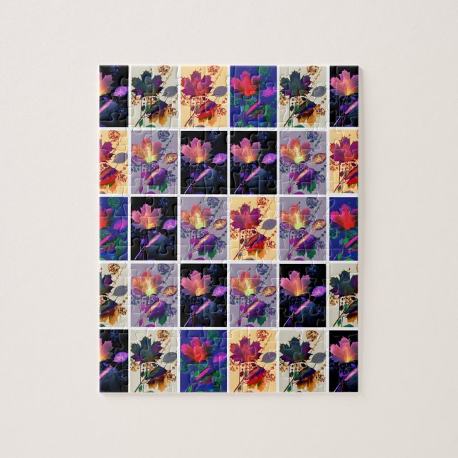 Puzzle Autumn Leaves Rustic Patchwork (Vertical)