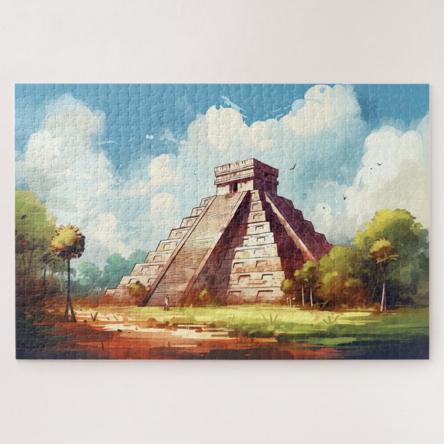 Puzzle avec Chichen Itza, Mexique. (Horizontal)