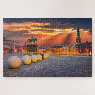 Puzzle avec coucher de soleil de Copenhague, Danem