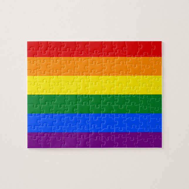 Puzzle avec drapeau arc-en-ciel (Horizontal)