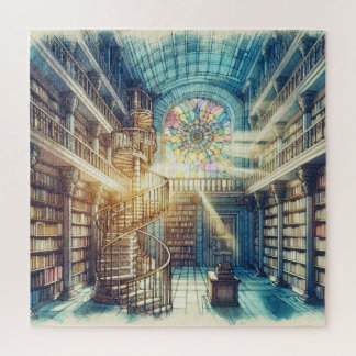 Puzzle avec l'ancienne bibliothèque giftbox