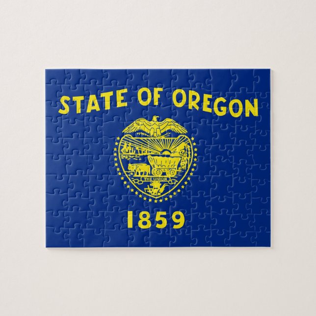 Puzzle avec le drapeau de l'État de l'Oregon (Horizontal)