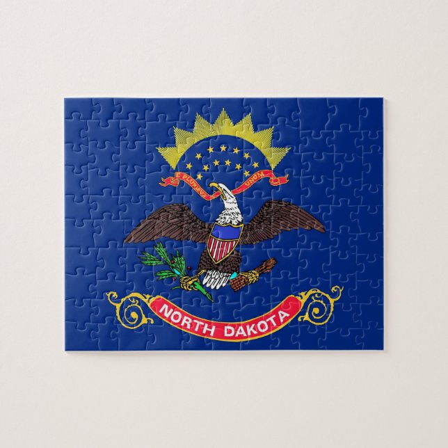 Puzzle avec le drapeau de l'État du Dakota du Nord (Horizontal)